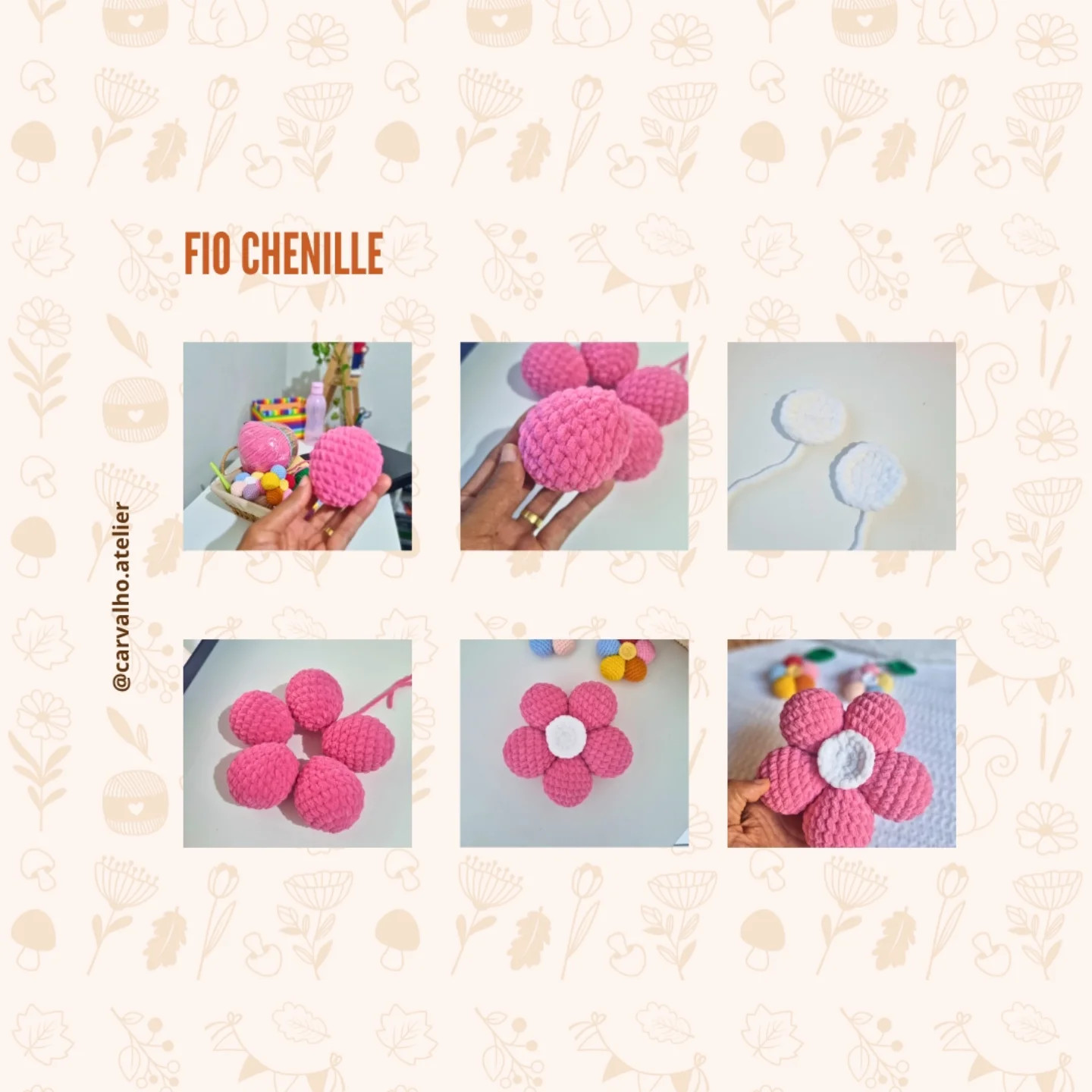 Receita Grátis: Flor de Amigurumi Multiuso - Chaveiro, Móbil e Alfineteiro