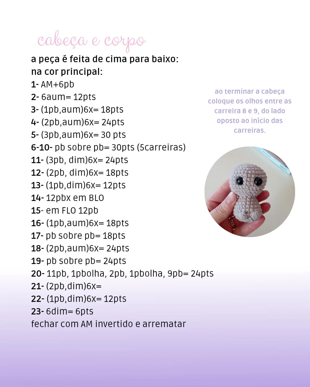 Receita Gratuita: Chaveiro Gatinho Cinza Amigurumi (Gatinho)