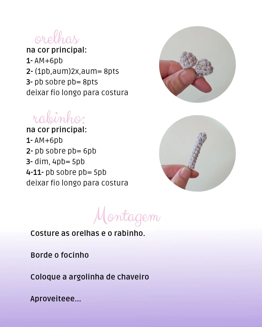 Receita Gratuita: Chaveiro Gatinho Cinza Amigurumi (Gatinho)