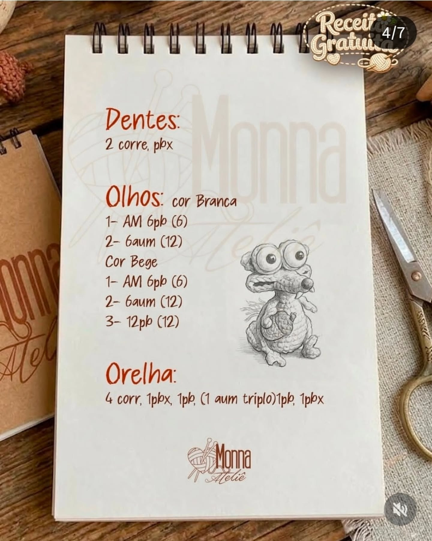 Receita Gratuita: Como Fazer Scrat do Era do Gelo em Crochê