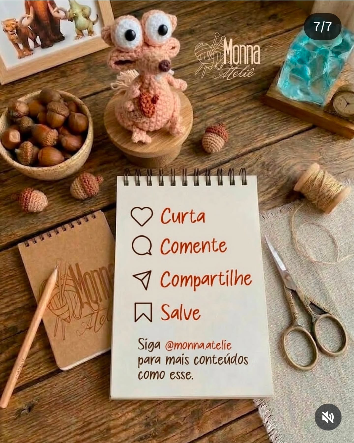 Receita Gratuita: Como Fazer Scrat do Era do Gelo em Crochê