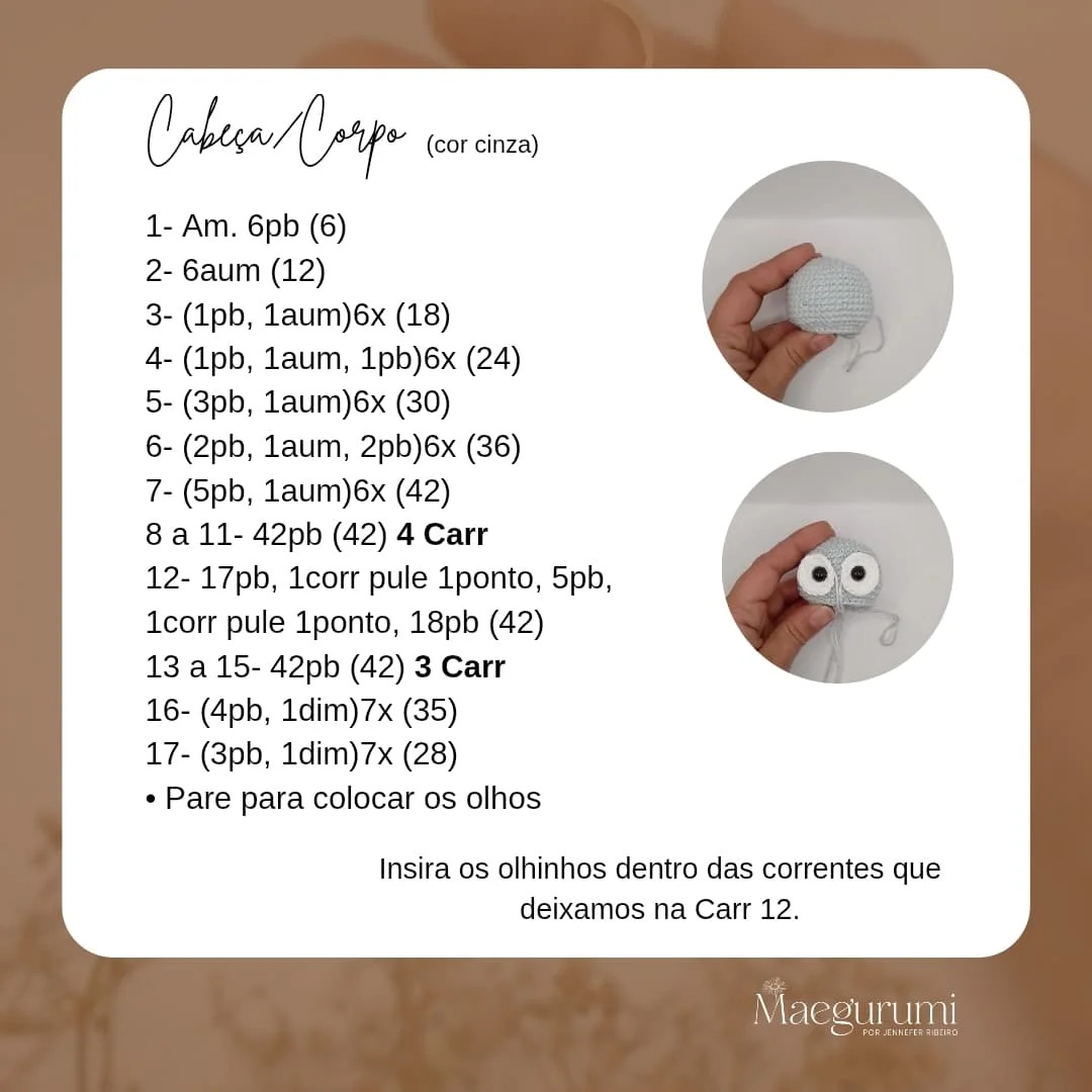 Receita Gratuita Corujinha Lola Amigurumi Chaveiro