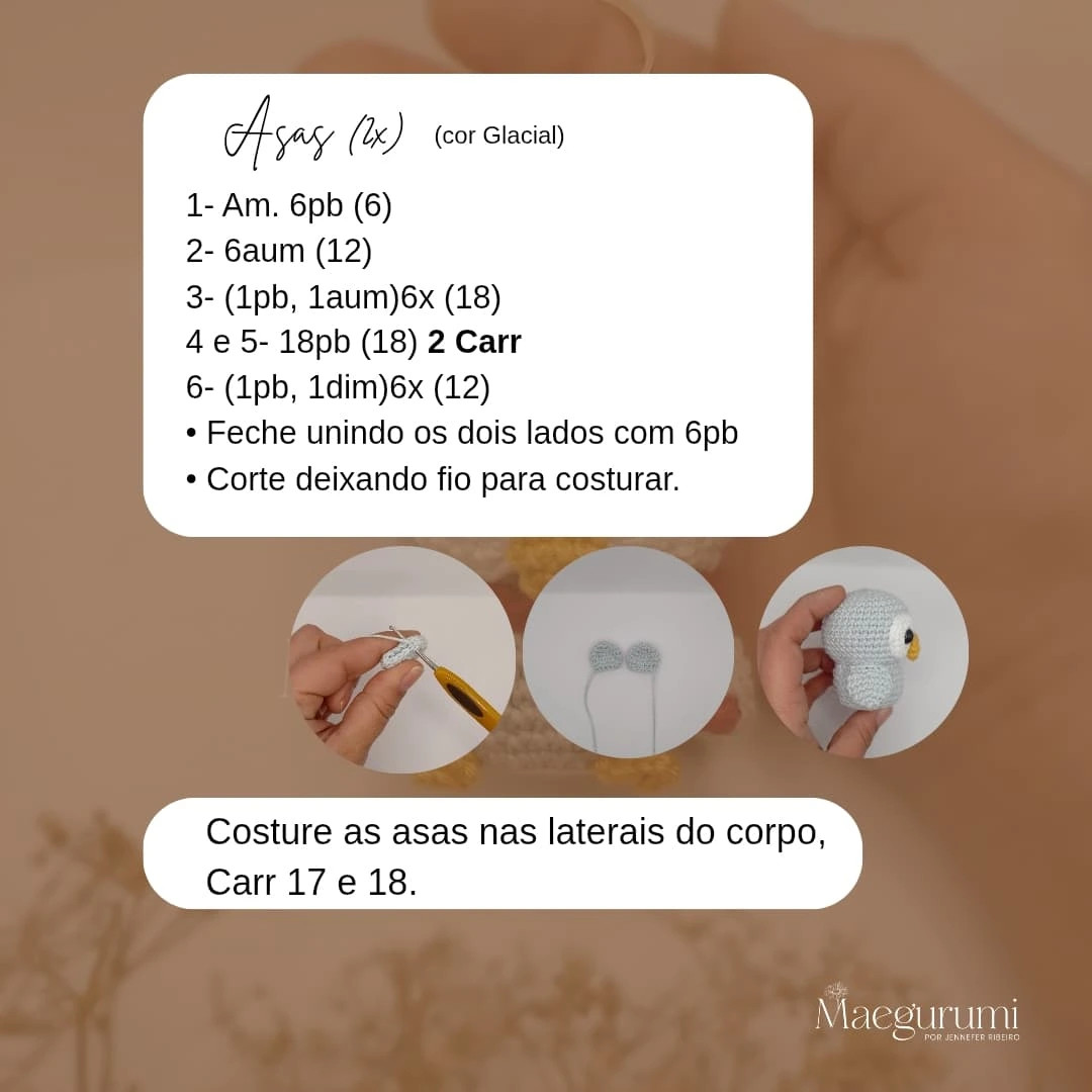 Receita Gratuita Corujinha Lola Amigurumi Chaveiro