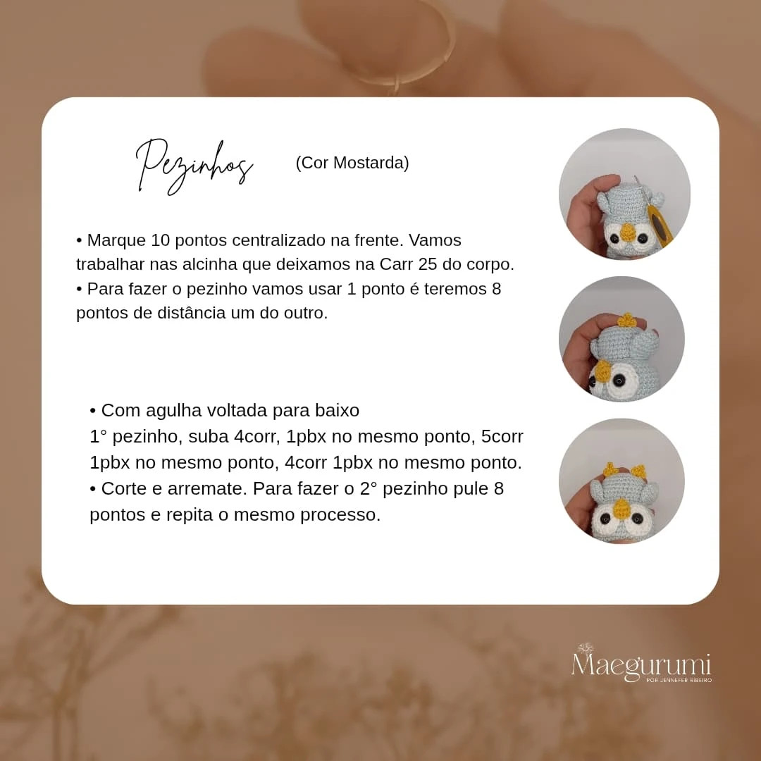 Receita Gratuita Corujinha Lola Amigurumi Chaveiro