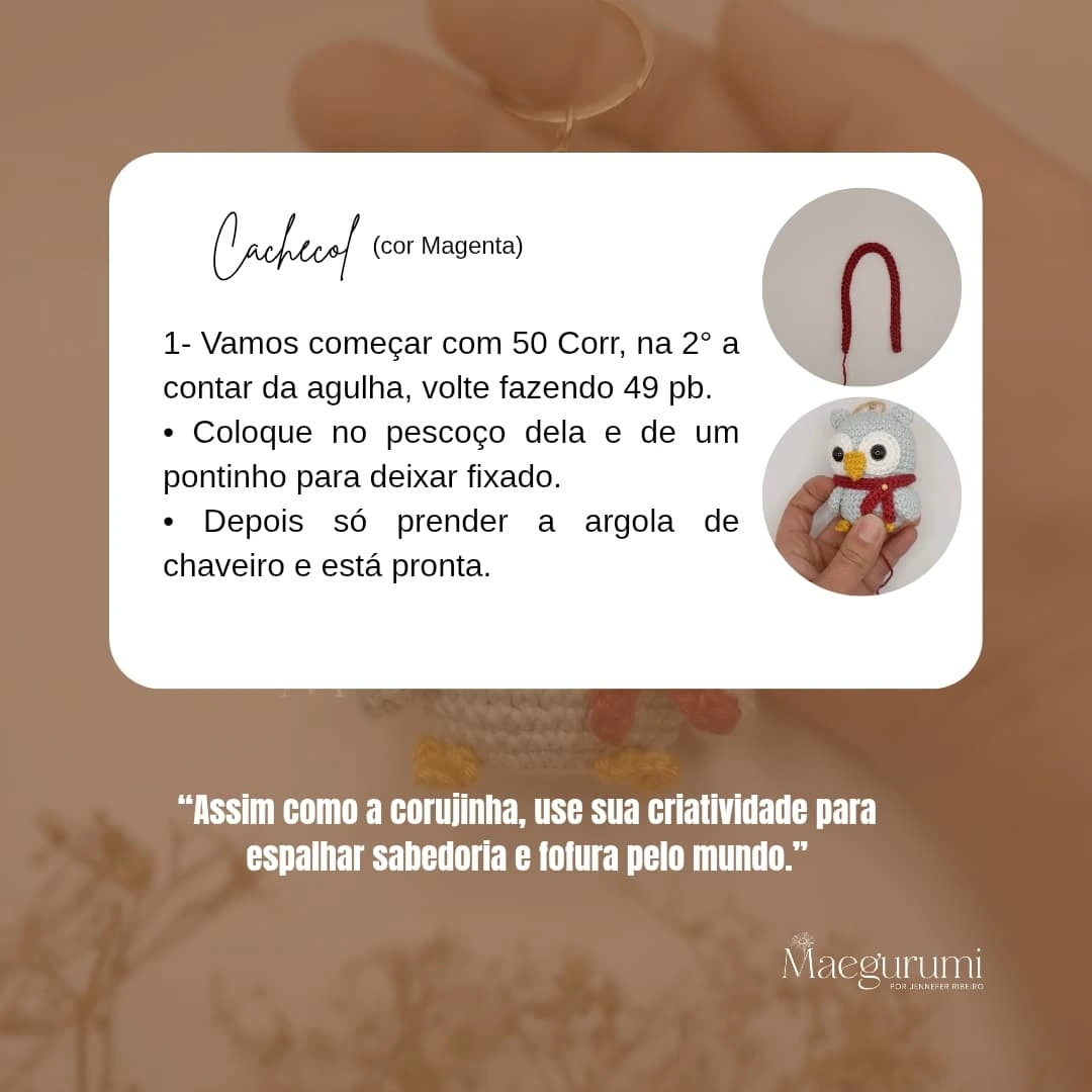 Receita Gratuita Corujinha Lola Amigurumi Chaveiro