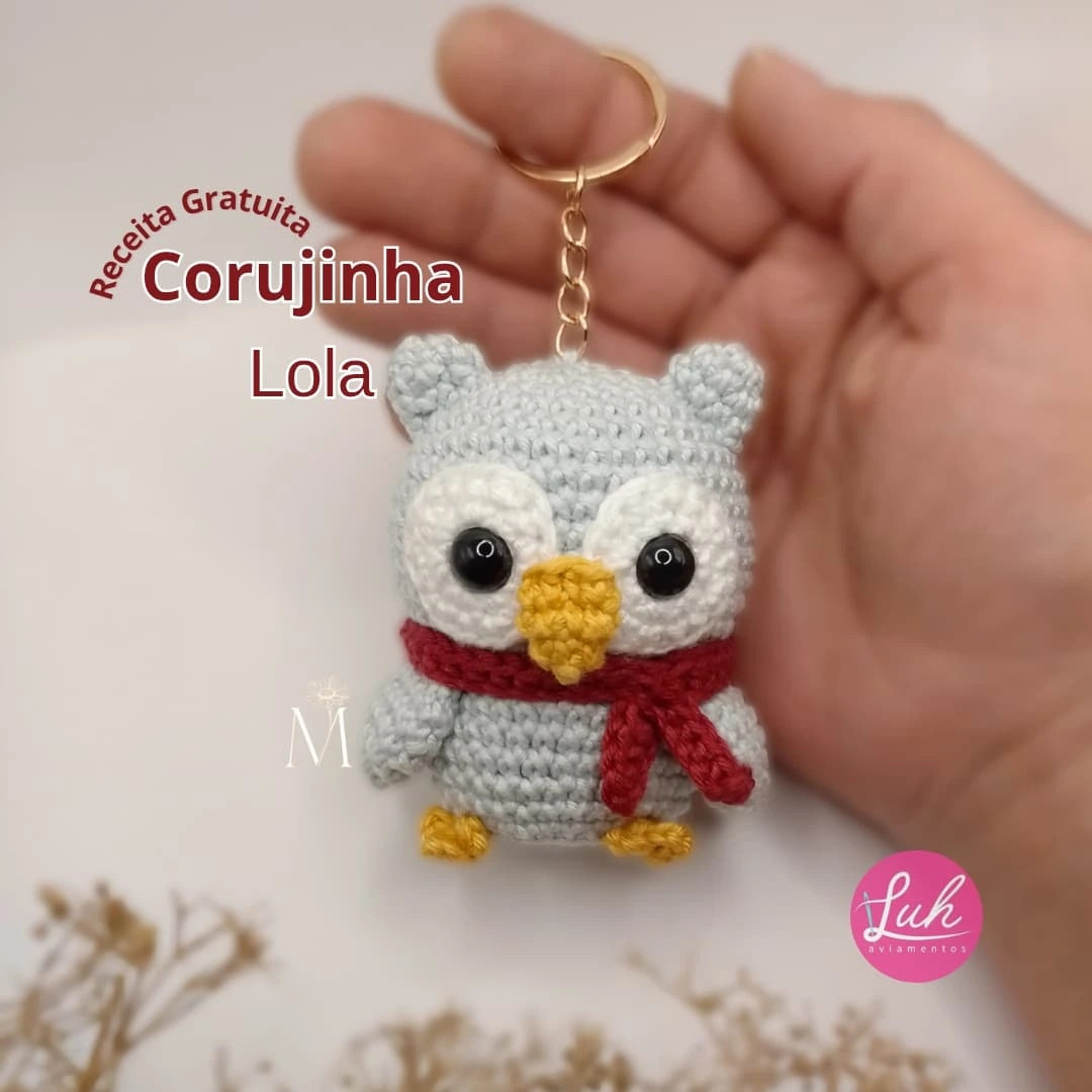 Receita Gratuita Corujinha Lola Amigurumi Chaveiro