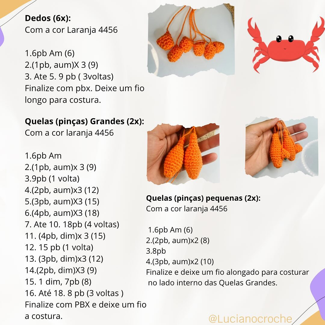 Receita Gratuita de Carangueijo Amigurumi Vibrante com Fio Círculo Slim Laranja