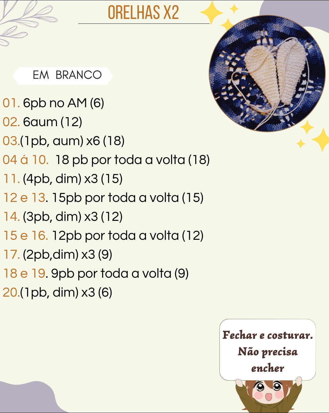 Receita Gratuita de Coelho Amigurumi Branco