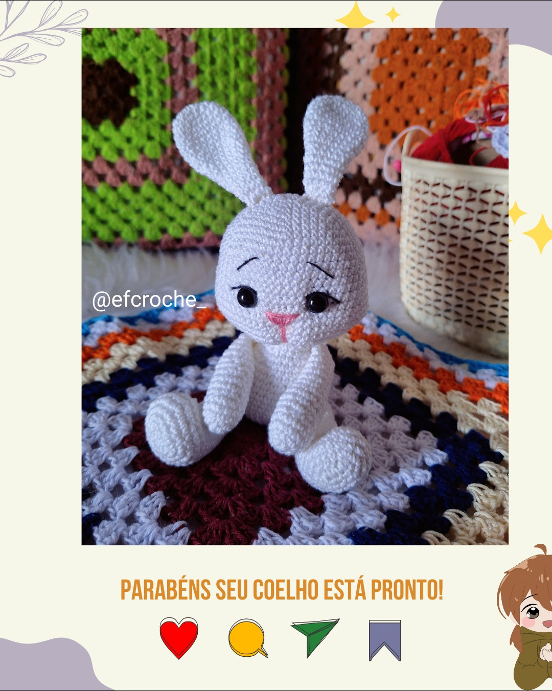 Receita Gratuita de Coelho Amigurumi Branco