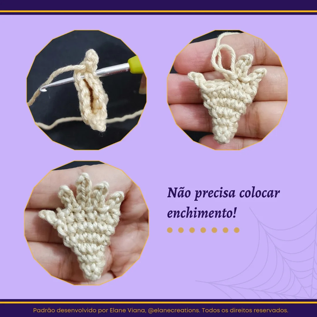 Receita Gratuita de Mãozinha Crochê Inspirada em Wandinha da Família Addams