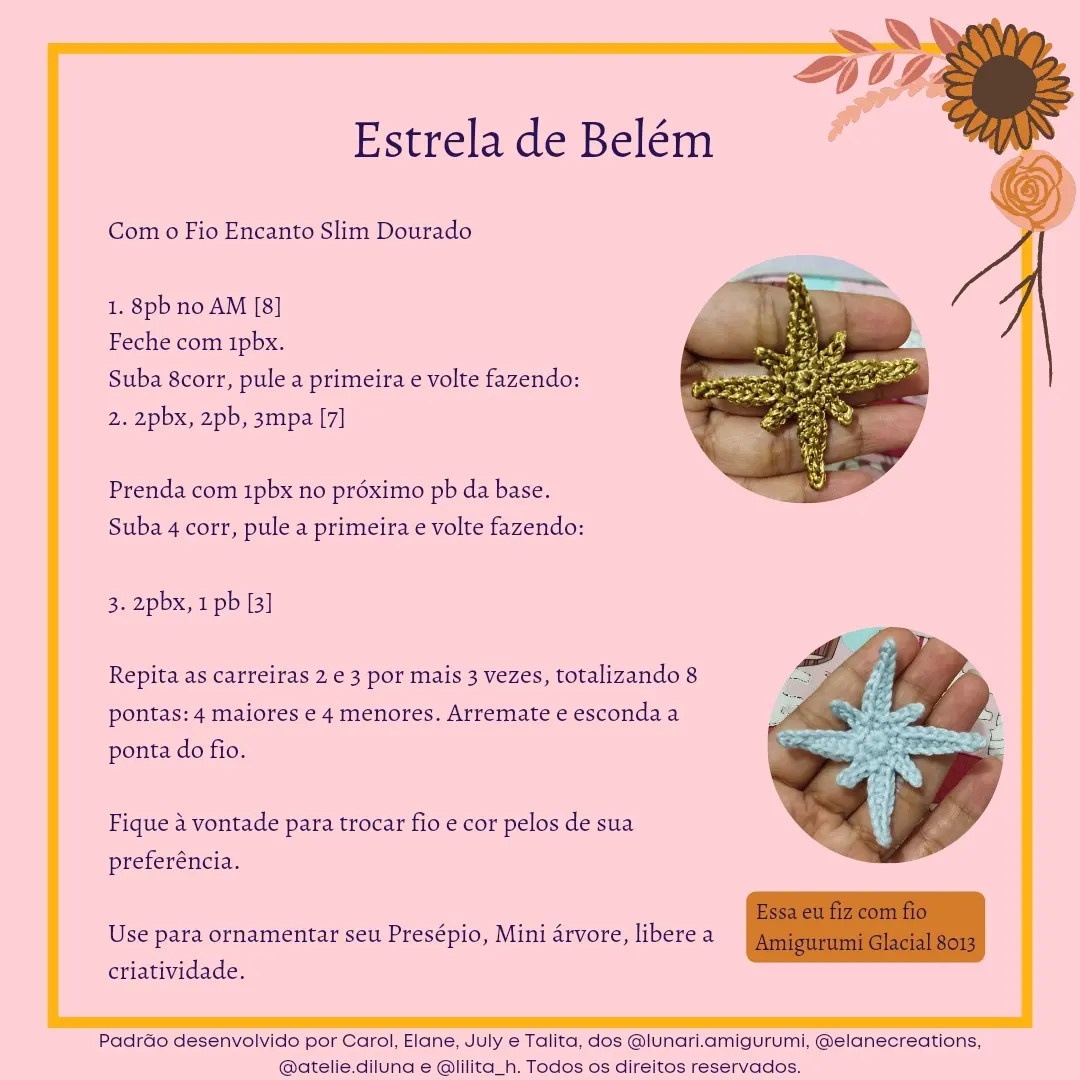 Receita Gratuita Estrela de Belém: Guia para Móc Len Decorativo Natalino com Fio Dourado