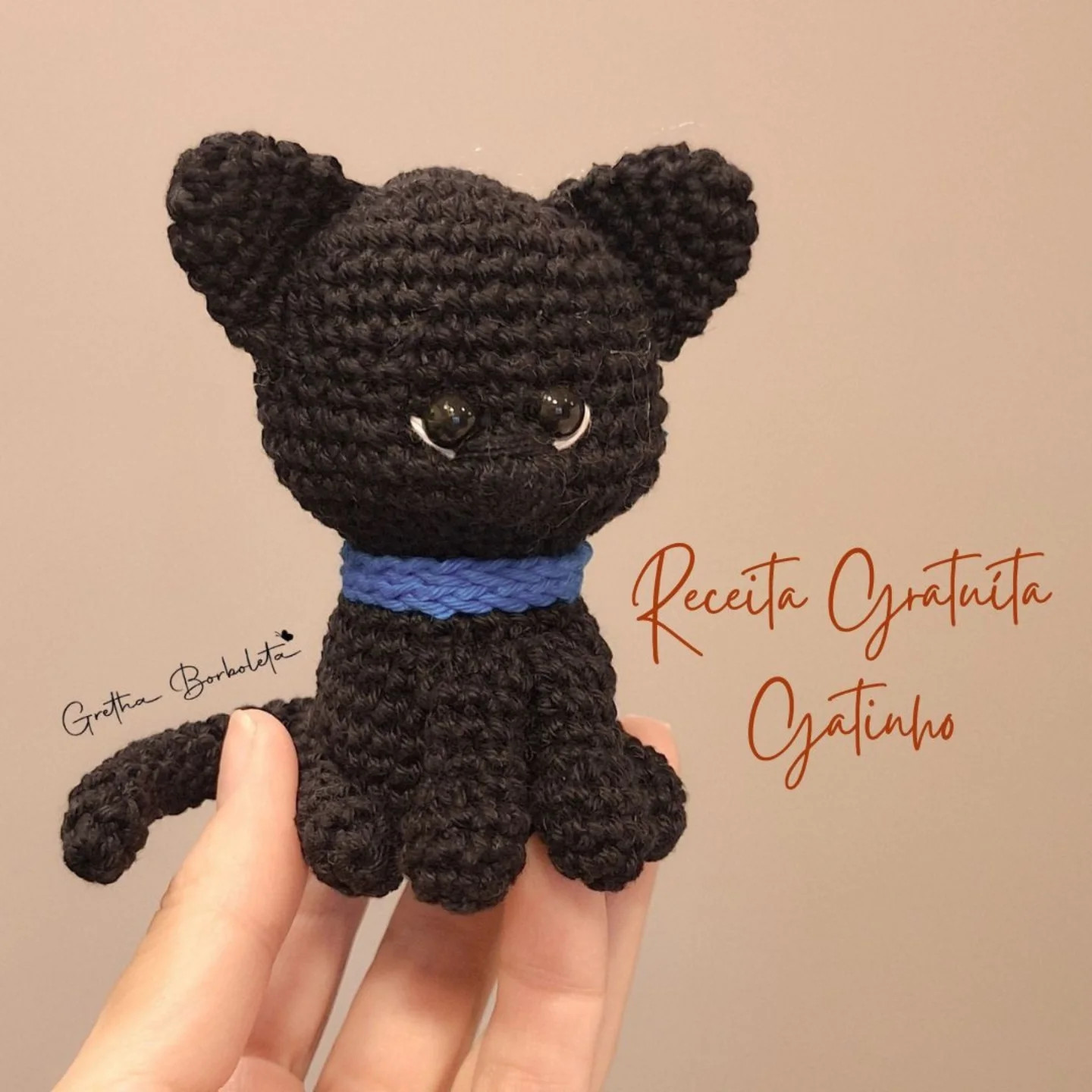Receita Gratuita Gatinho Amigurumi - Tutorial Móc Len Con Mèo Đen