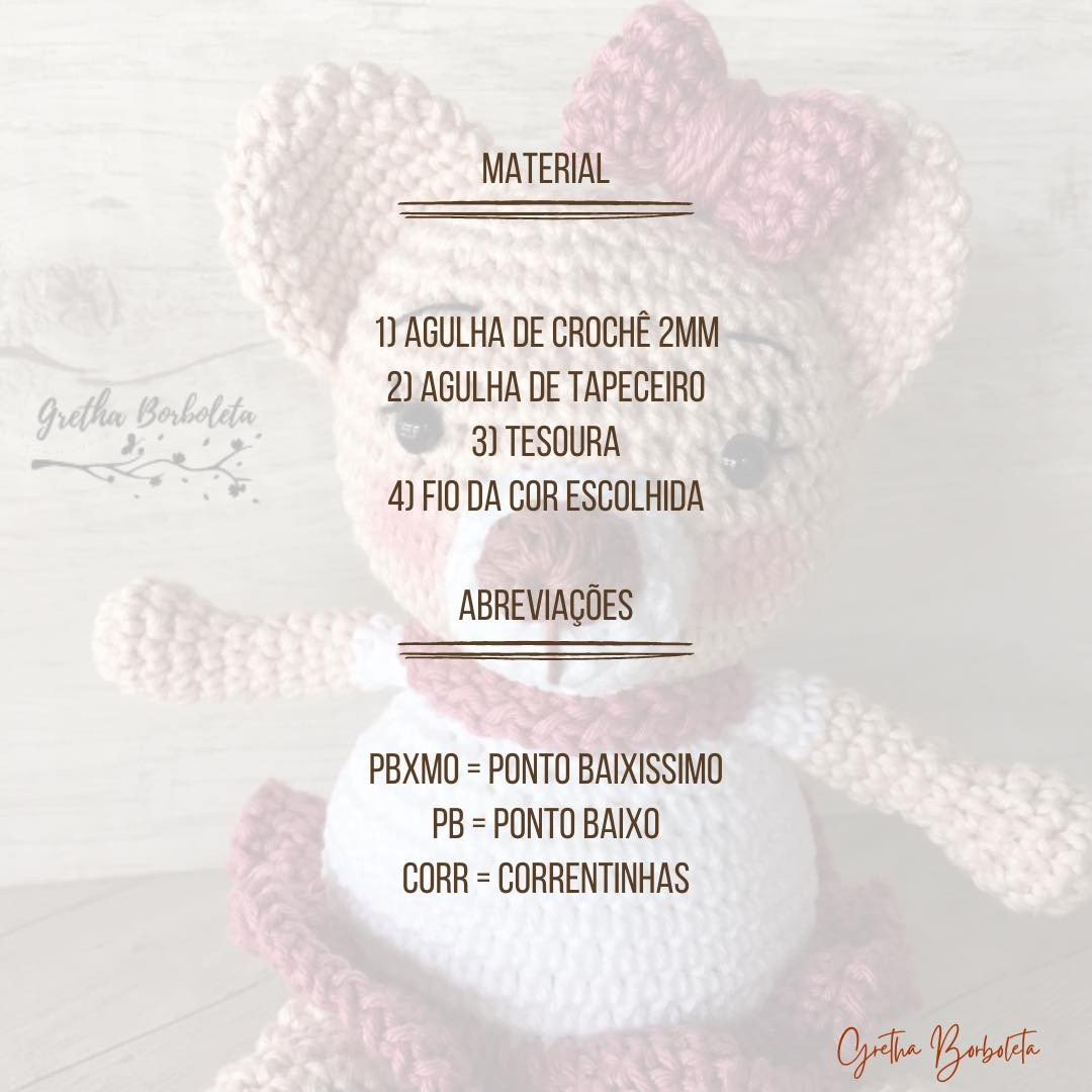 Receita Gratuita Lacinho - Tutorial Crochet Gấu Bông Amigurumi