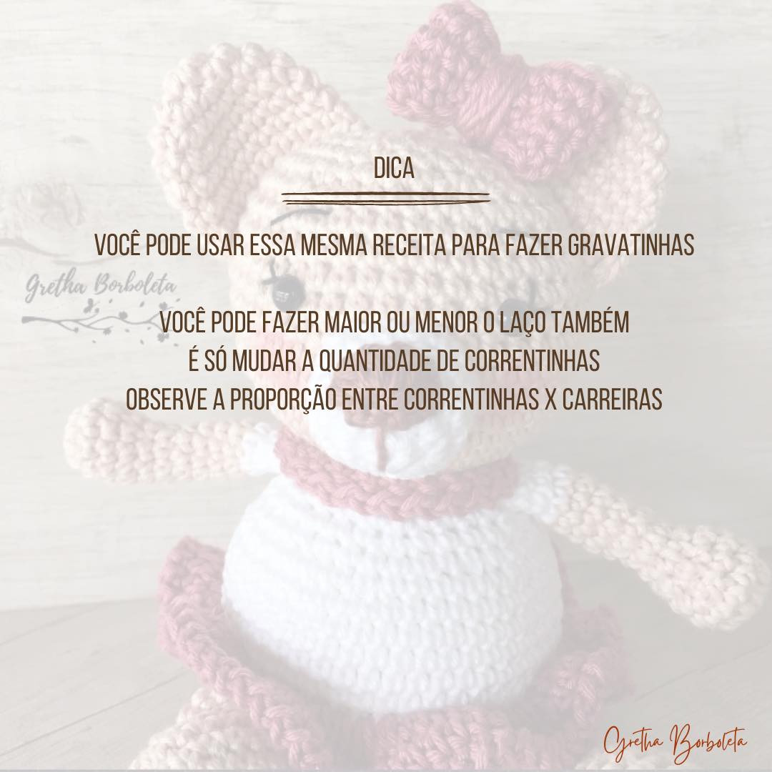Receita Gratuita Lacinho - Tutorial Crochet Gấu Bông Amigurumi