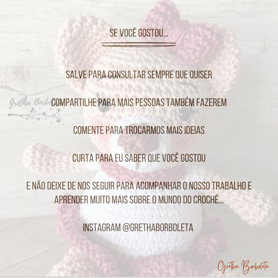 Receita Gratuita Lacinho - Tutorial Crochet Gấu Bông Amigurumi