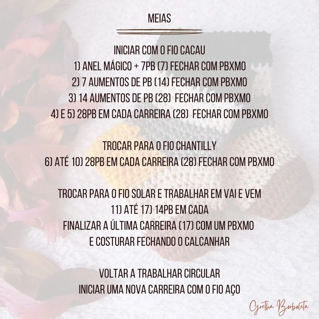 Receita Gratuita Meia Bebê Móc Len Sọc Màu Nâu, Vàng, Xám