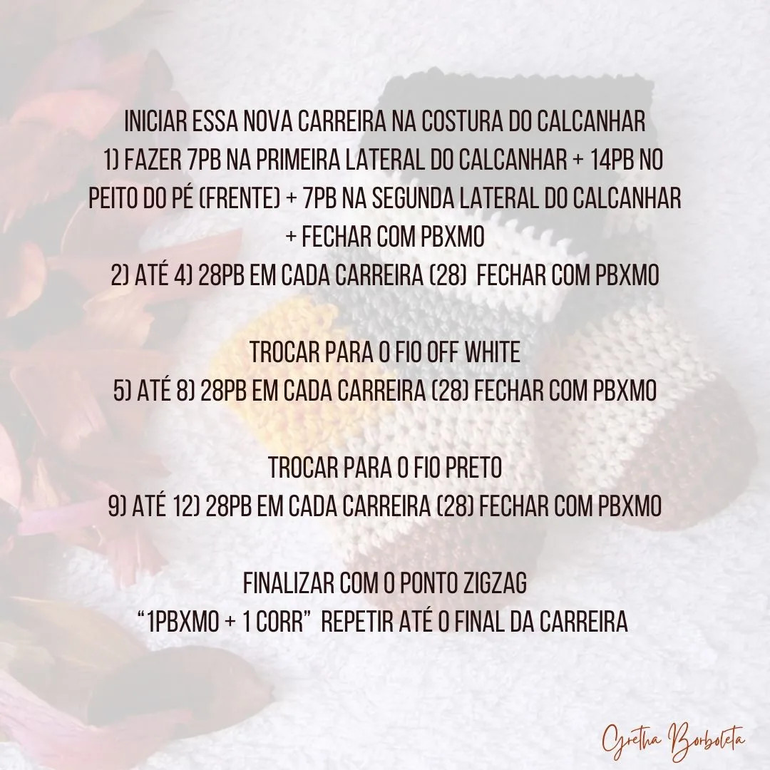 Receita Gratuita Meia Bebê Móc Len Sọc Màu Nâu, Vàng, Xám