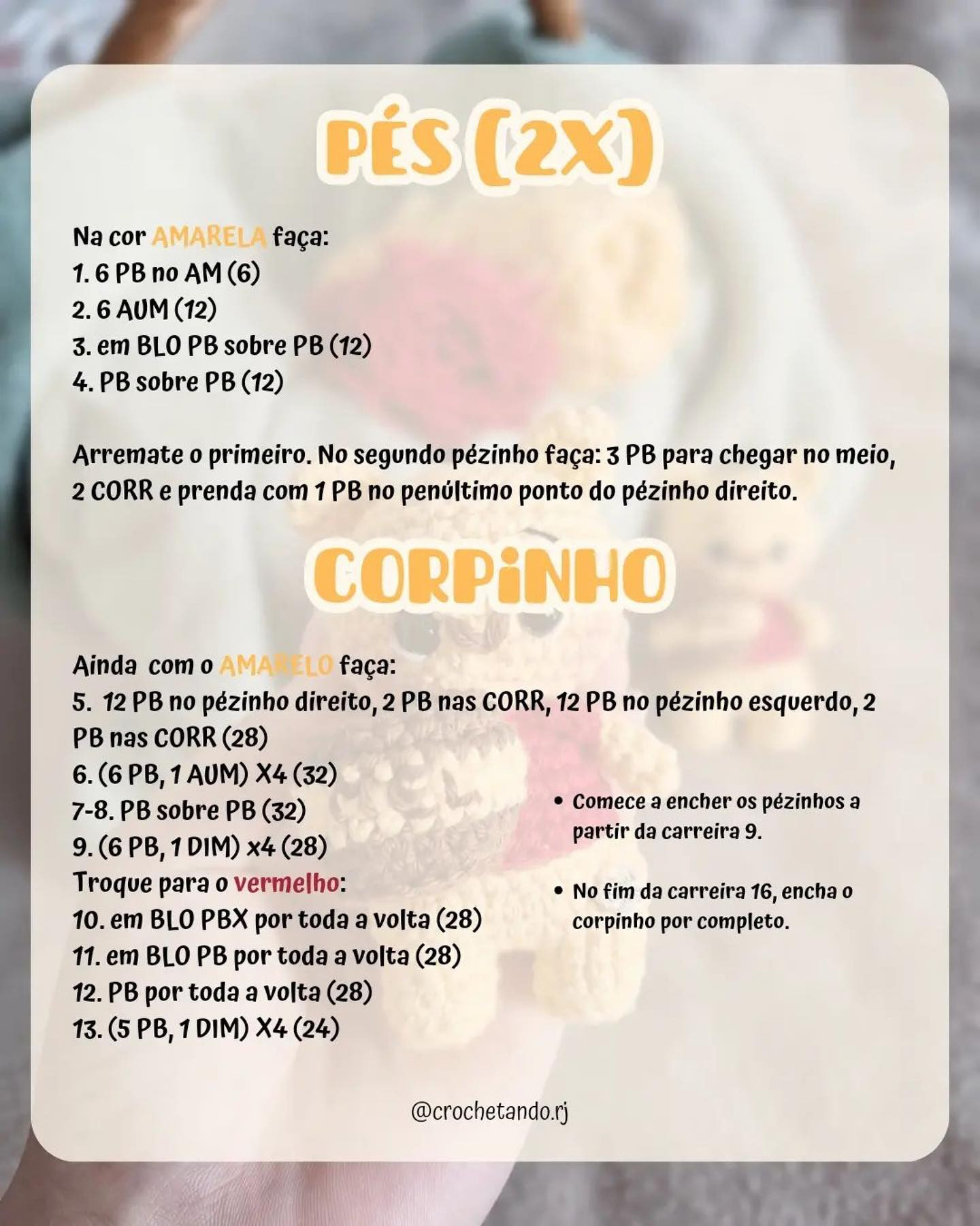 Receita Gratuita Ursinho Pooh Amigurumi - Guia Completo de Materiais e Pontos