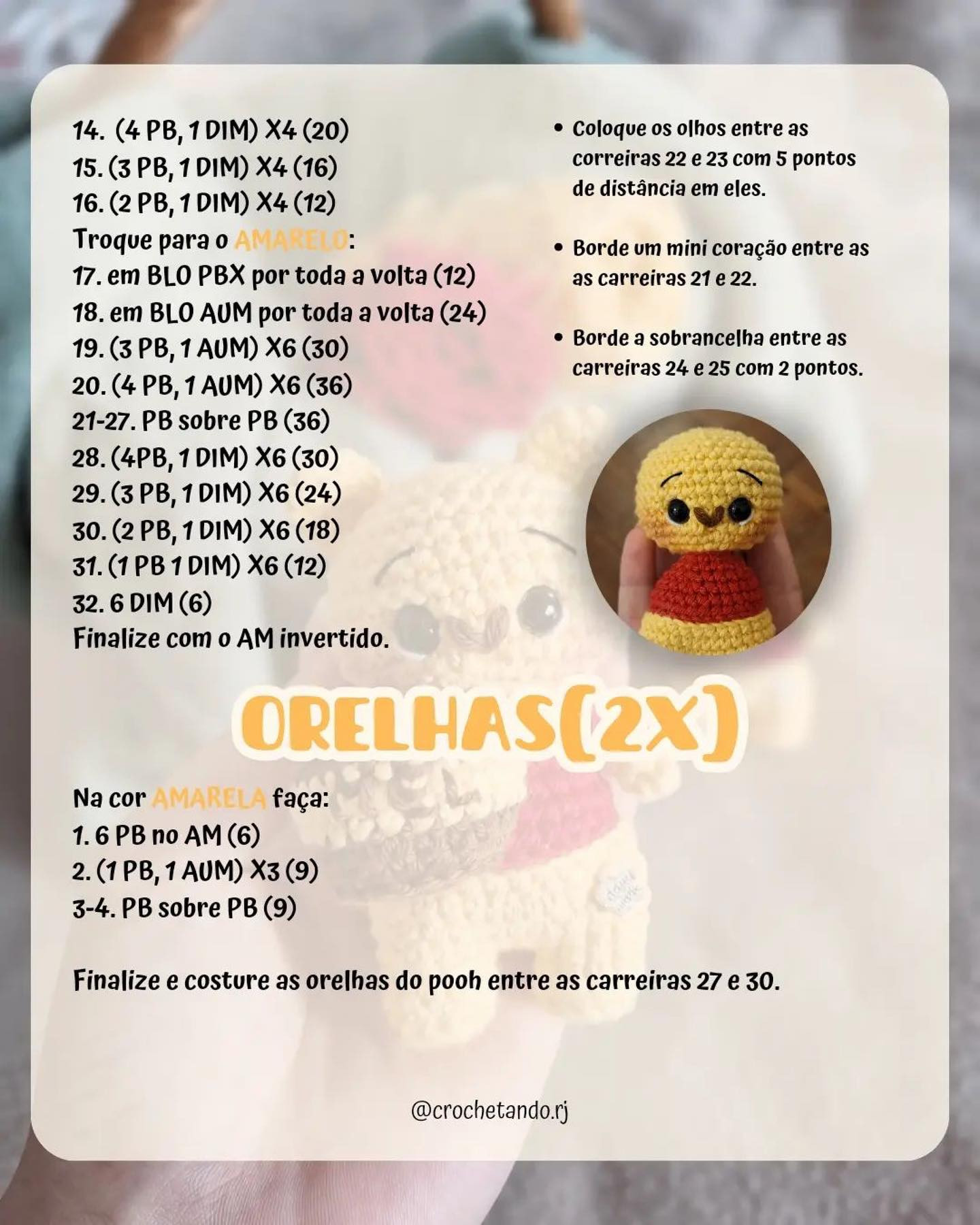 Receita Gratuita Ursinho Pooh Amigurumi - Guia Completo de Materiais e Pontos