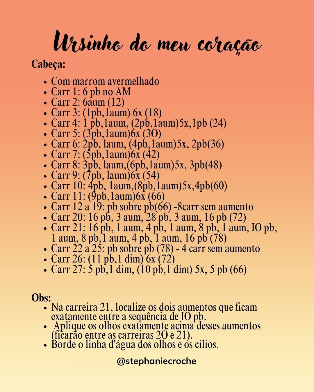 Receita Ursinho do Meu Coração - Amigurumi Colorido