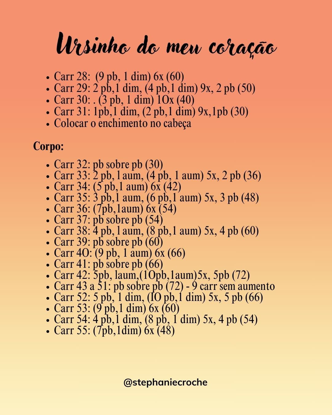 Receita Ursinho do Meu Coração - Amigurumi Colorido