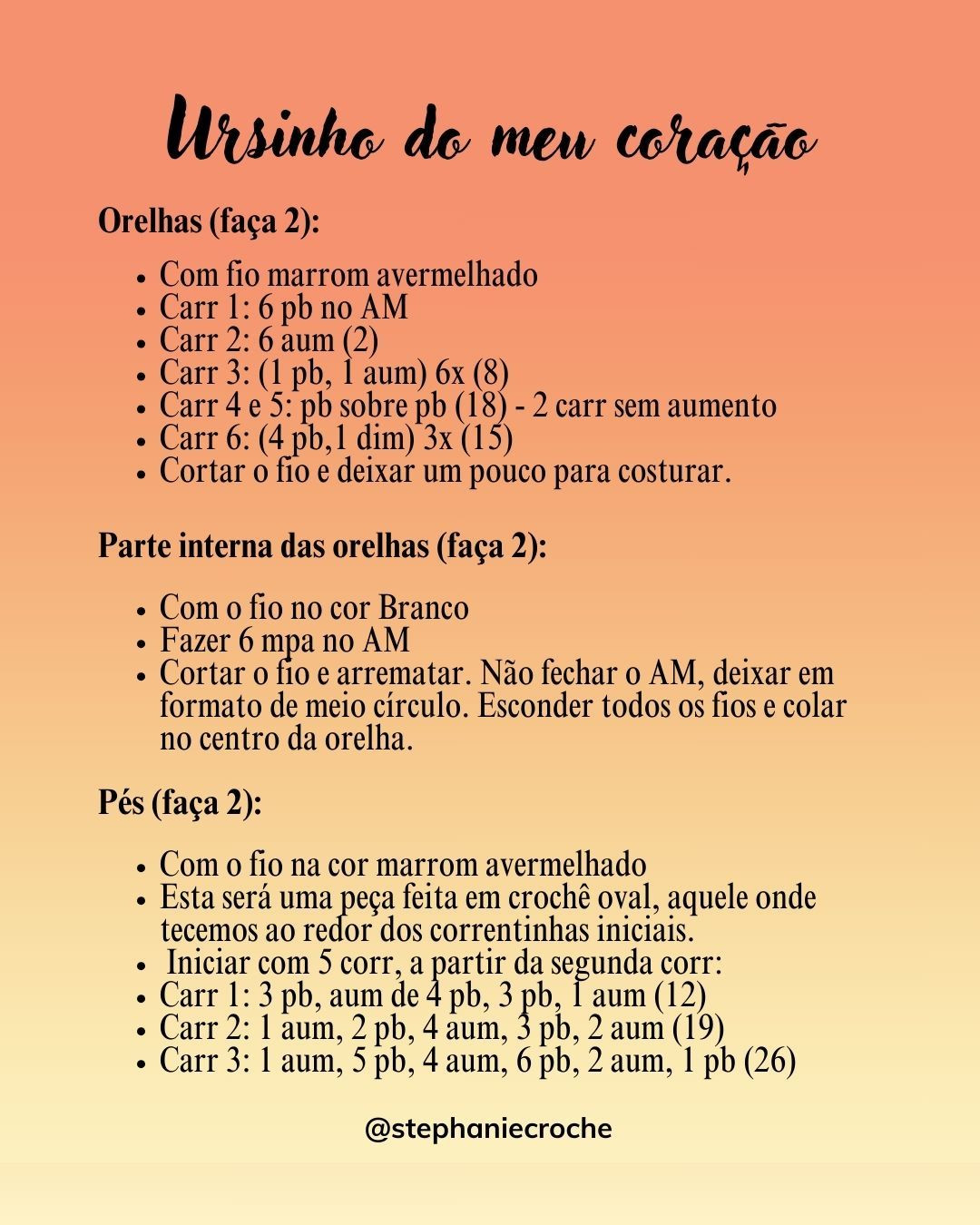 Receita Ursinho do Meu Coração - Amigurumi Colorido