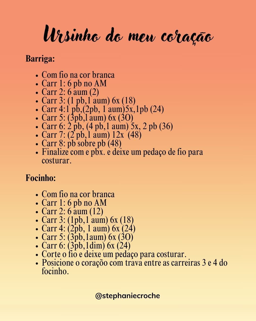 Receita Ursinho do Meu Coração - Amigurumi Colorido