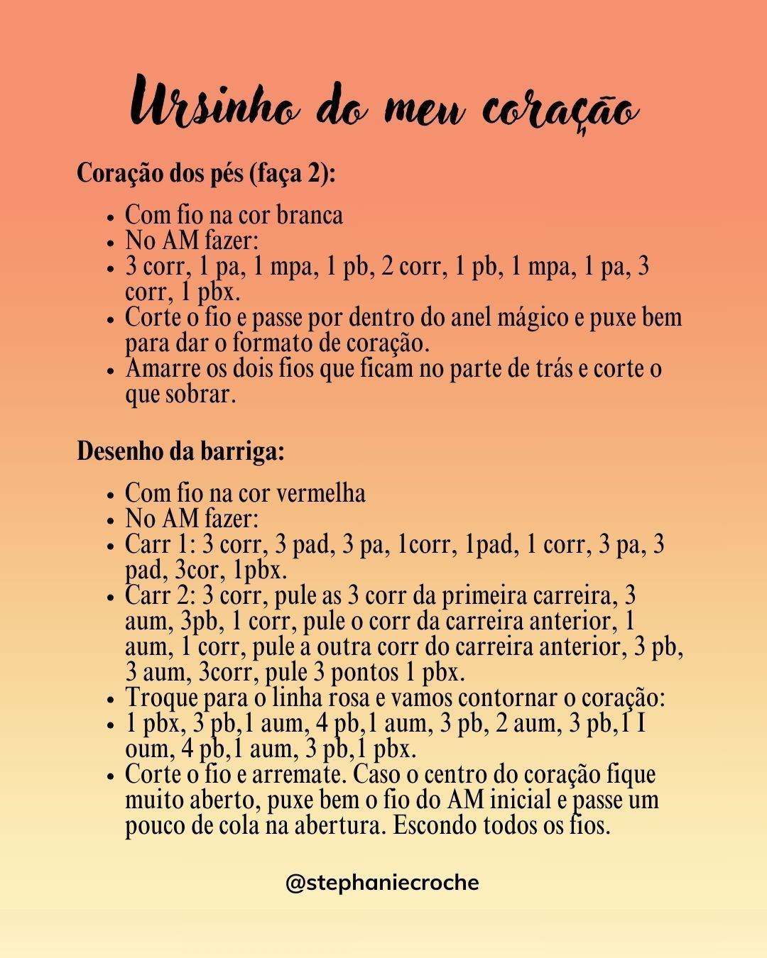 Receita Ursinho do Meu Coração - Amigurumi Colorido