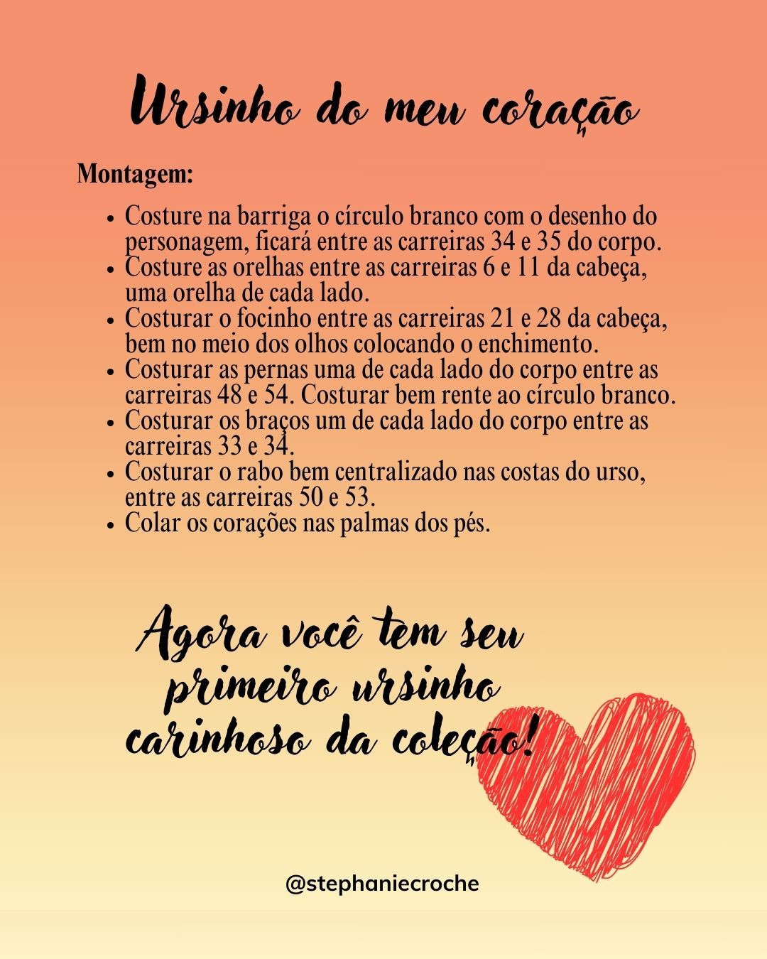 Receita Ursinho do Meu Coração - Amigurumi Colorido