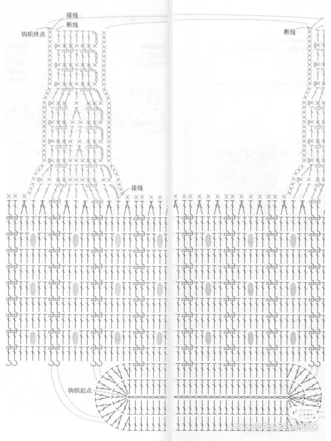 Red and Beige Crochet Tote Bag with Bobble Stitch Pattern Chart