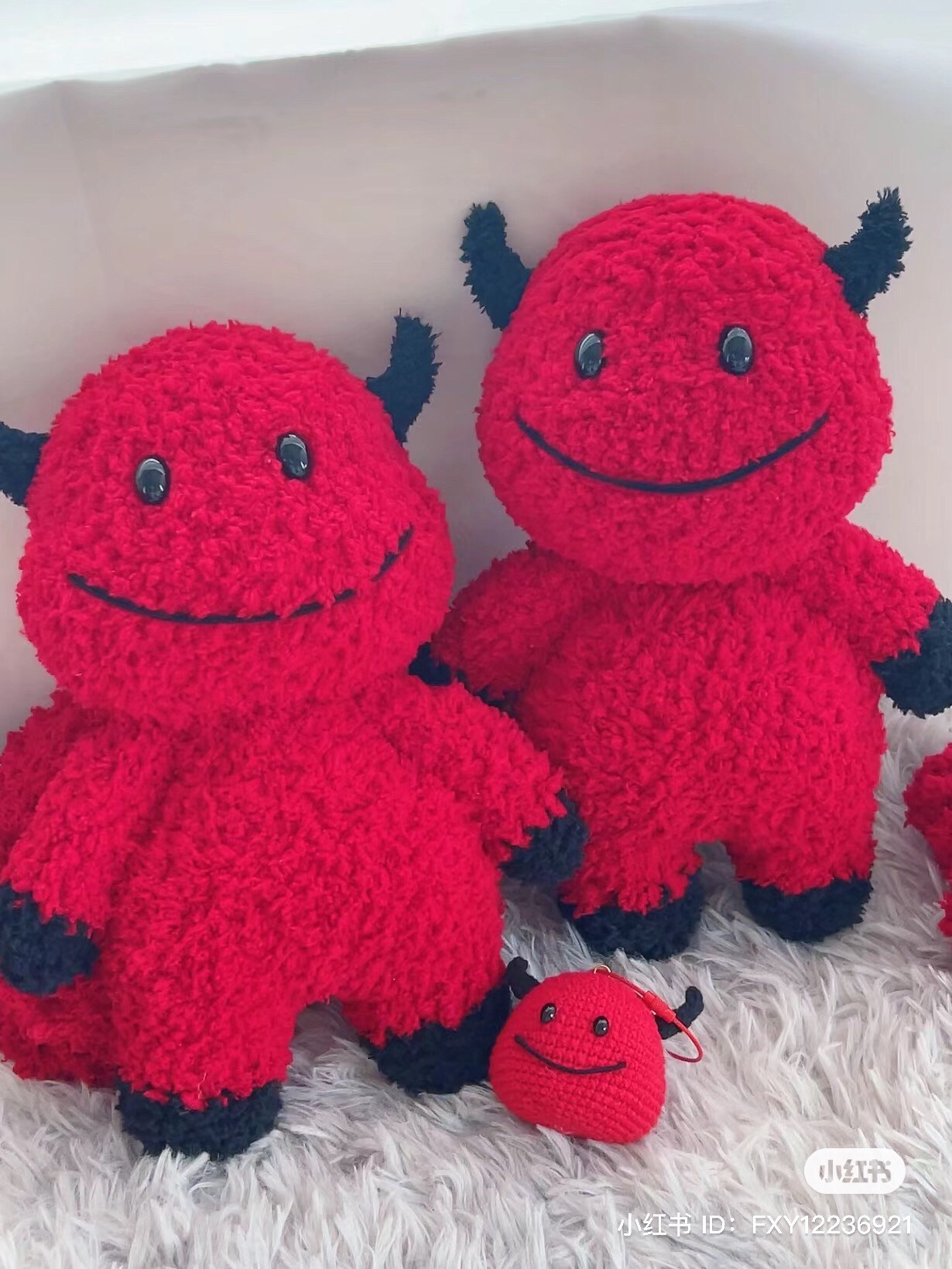Red Bull Crochet Amigurumi Doll Pattern with Horns and Smiling Face