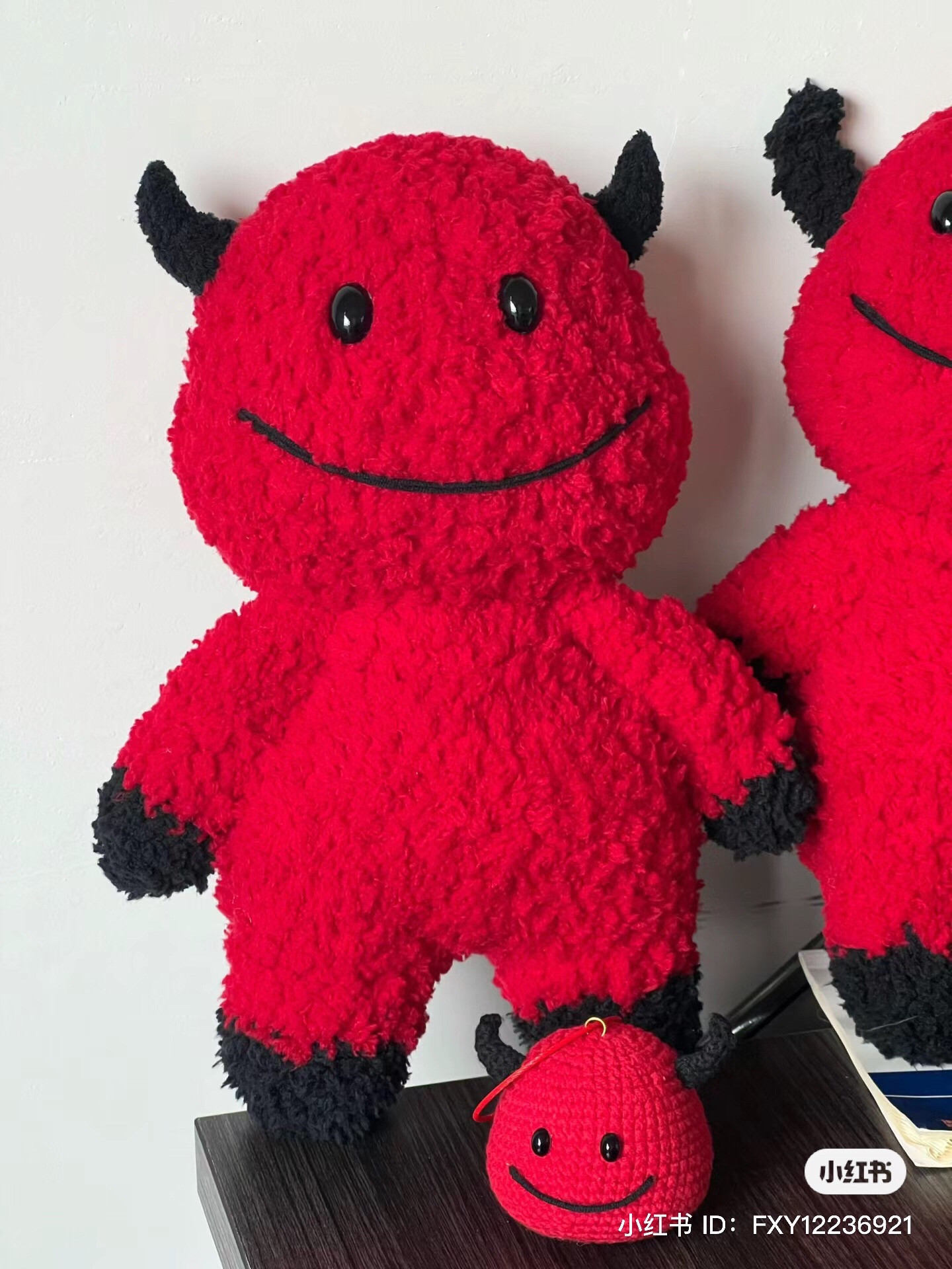 Red Bull Crochet Amigurumi Doll Pattern with Horns and Smiling Face