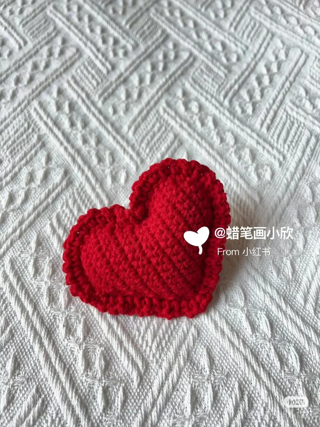 Red Crochet Heart Keychain Pattern Chart