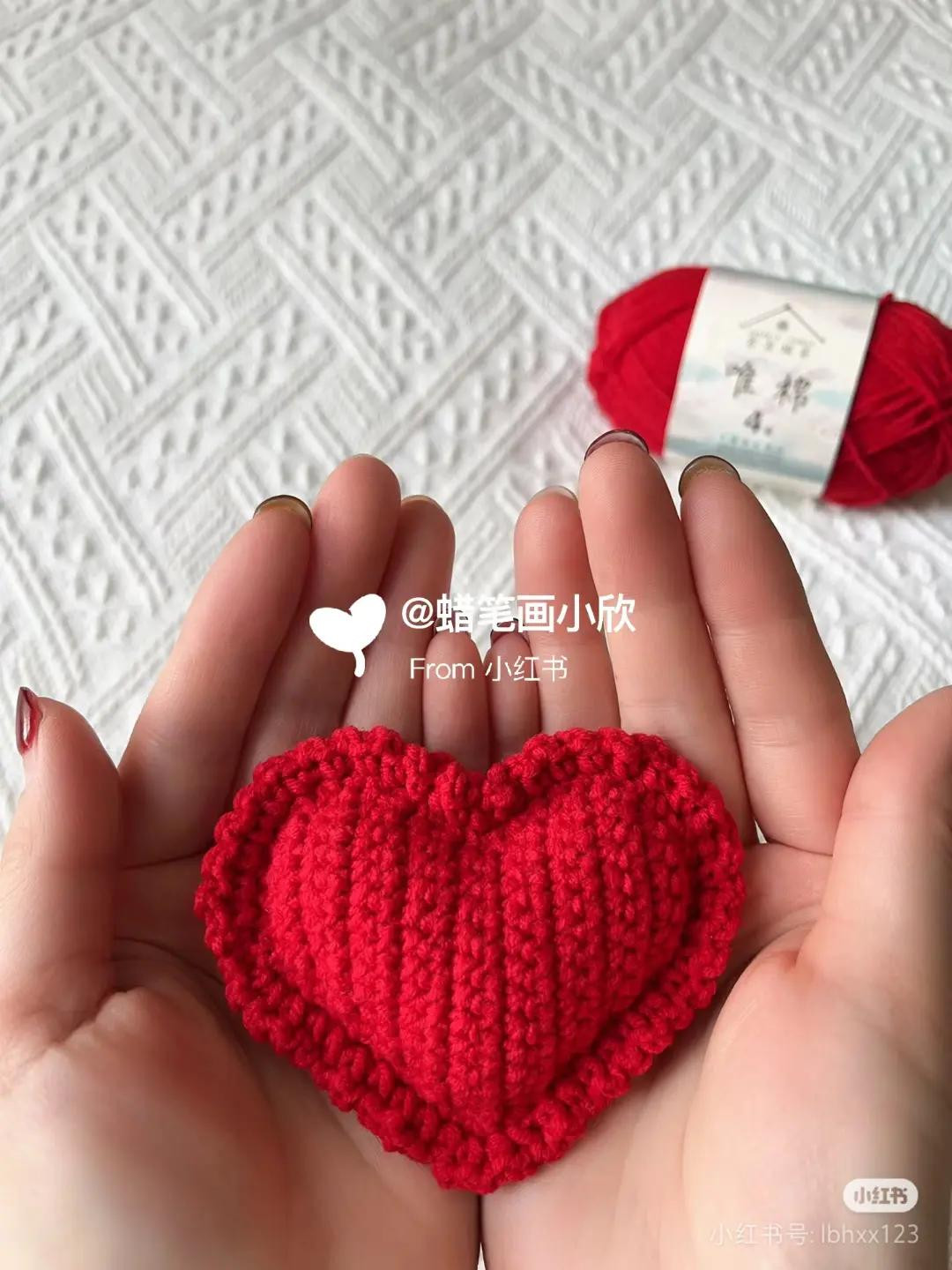Red Crochet Heart Keychain Pattern Chart