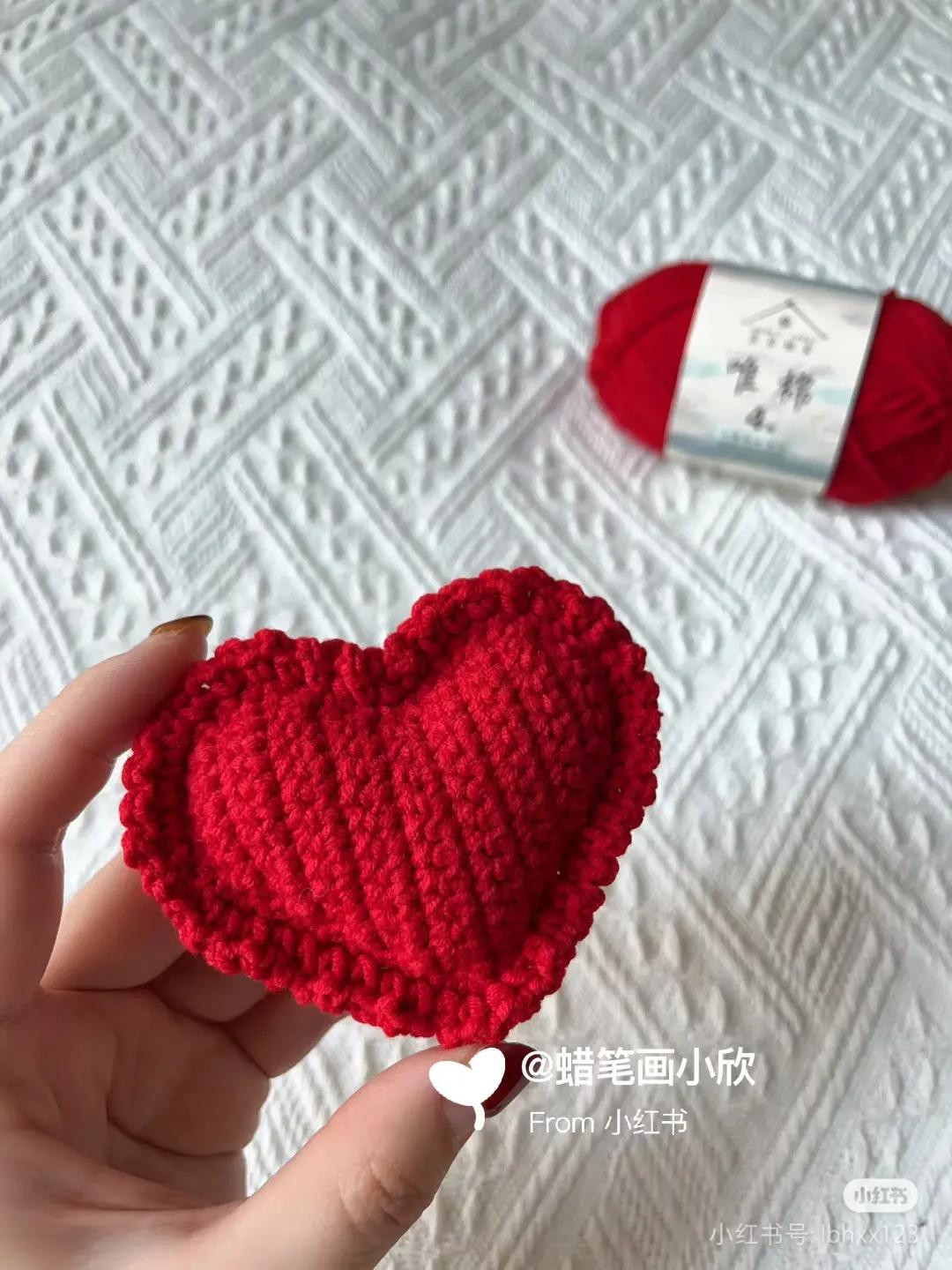 Red Crochet Heart Keychain Pattern Chart