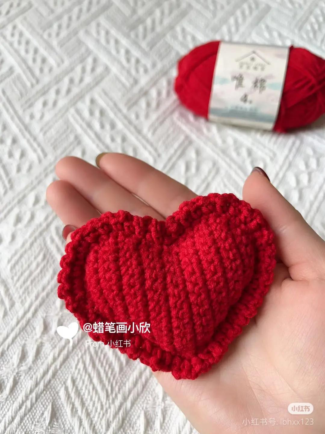 Red Crochet Heart Pattern Chart with Instructions