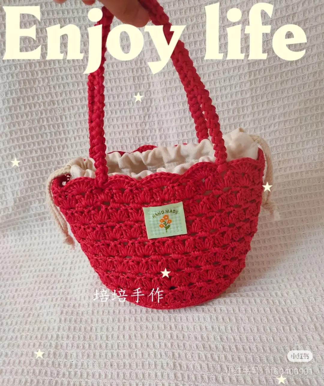 Red Crochet Shell Stitch Bag Pattern and Chart Tutorial