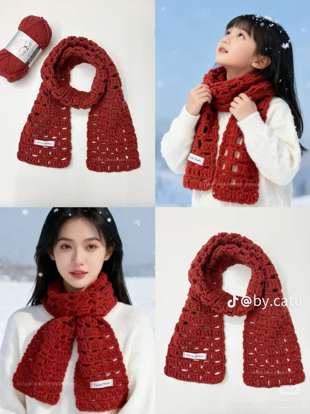 Red Grid Crochet Scarf Pattern Chart Tutorial