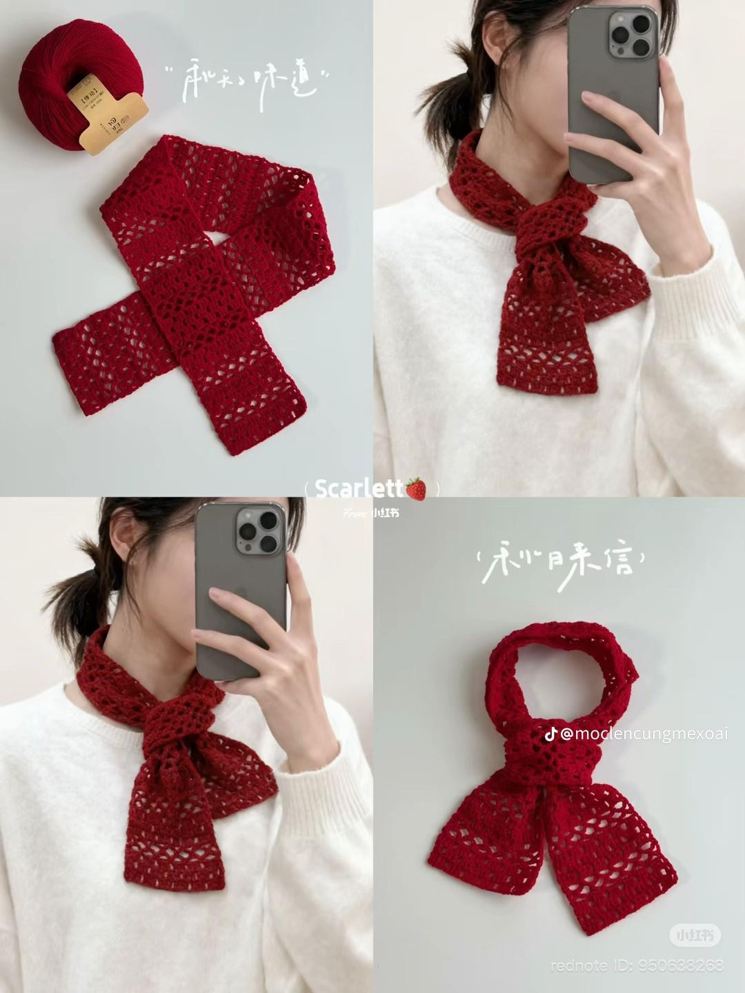 Red Lace Crochet Scarf Tutorial with Chart and Instructions