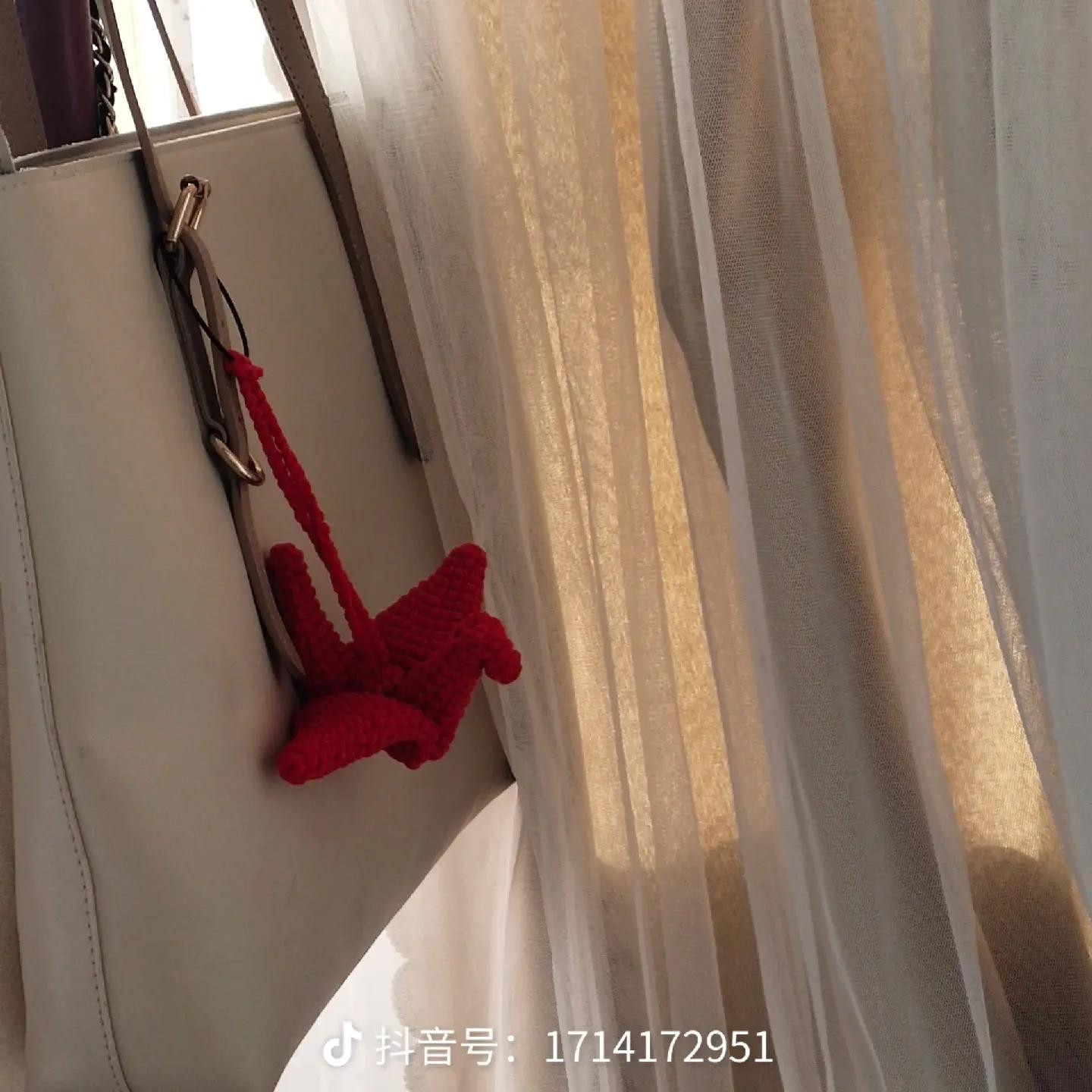 Red Origami Crane Crochet Bag Charm Tutorial Chart