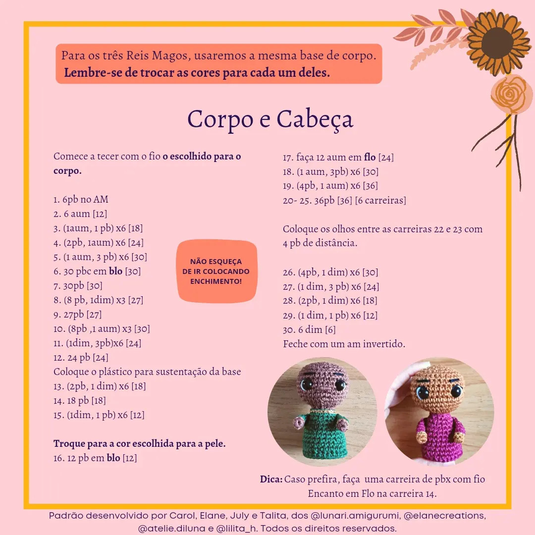 Reis Magos Amigurumi - Receita Gratuita (Baltazar, Gaspar e Belchior)