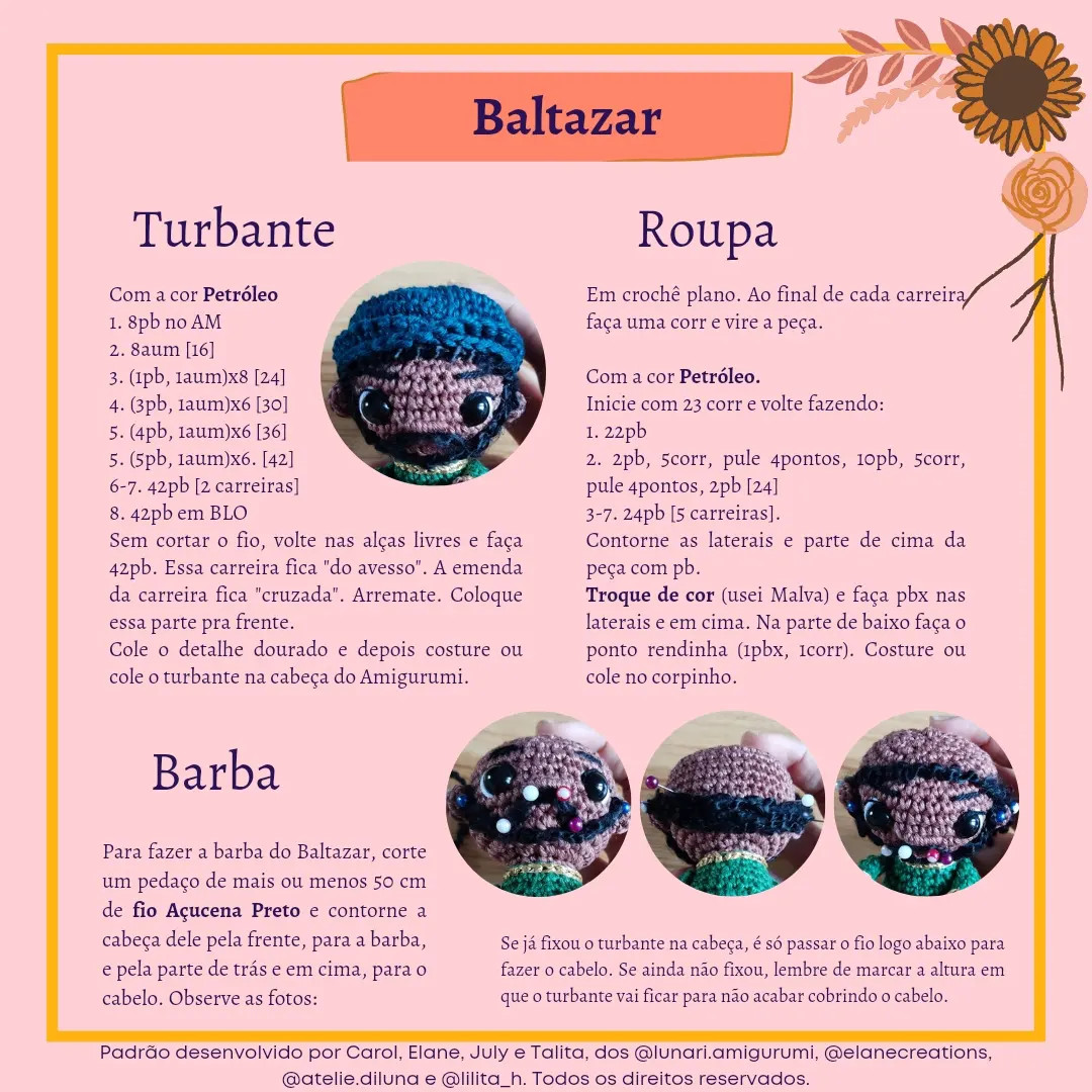 Reis Magos Amigurumi - Receita Gratuita (Baltazar, Gaspar e Belchior)