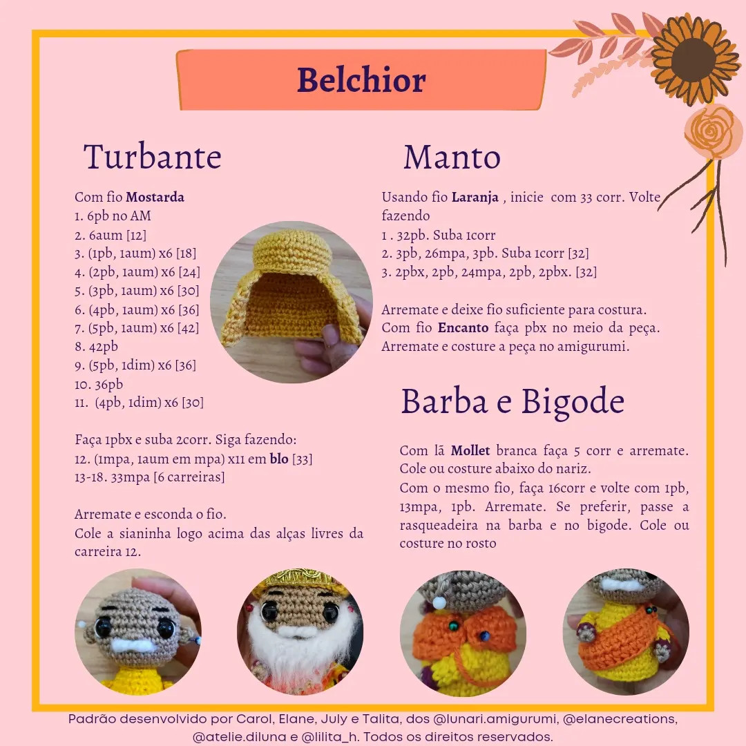 Reis Magos Amigurumi - Receita Gratuita (Baltazar, Gaspar e Belchior)