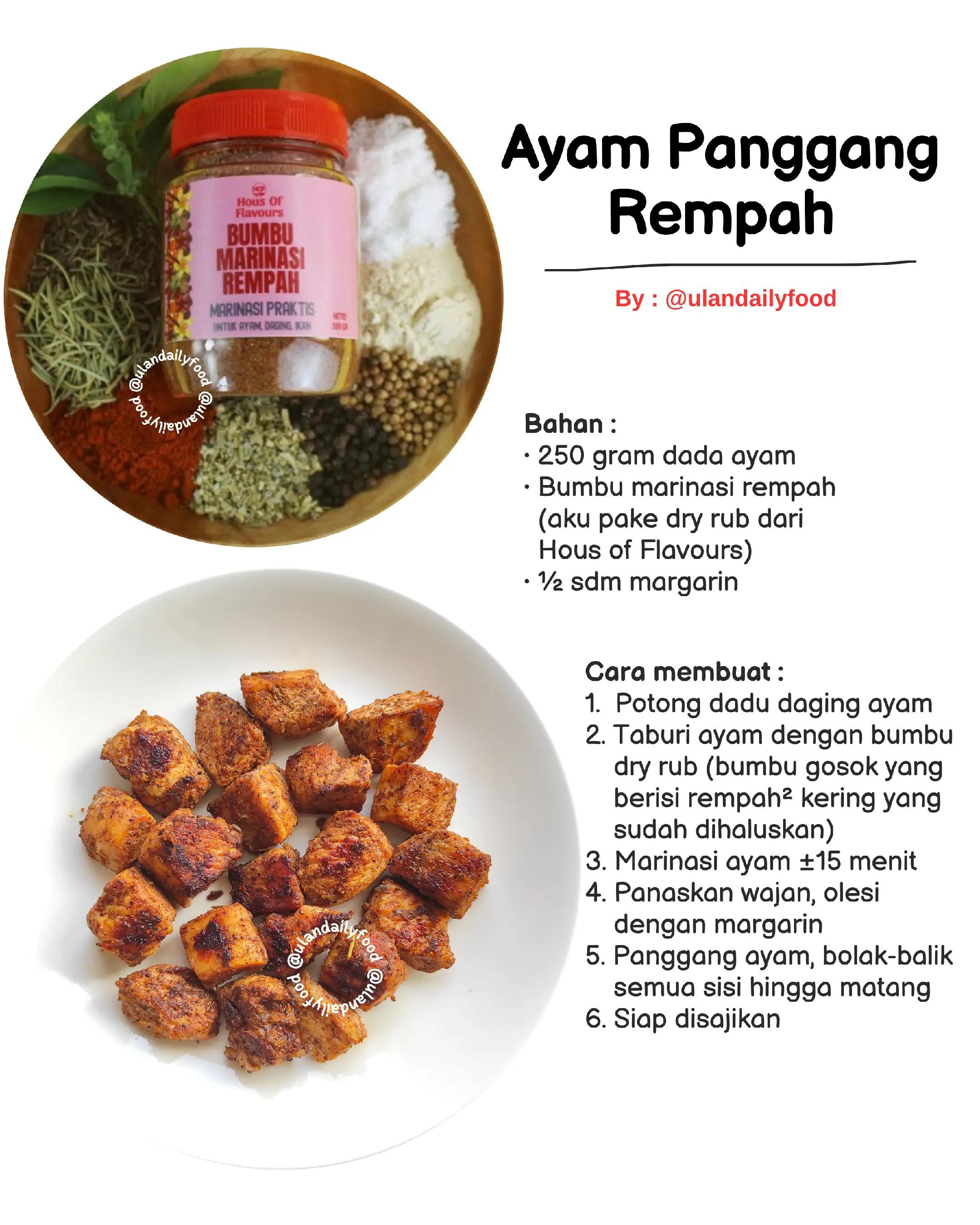 Resep Ayam Panggang Rempah dan Sambal Bawang Simpel