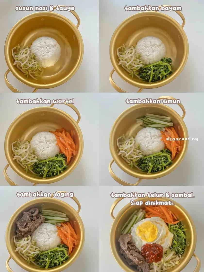 Resep Bibimbap (Nasi Campur) Hàn Quốc với Thịt Bò và Trứng Chiên