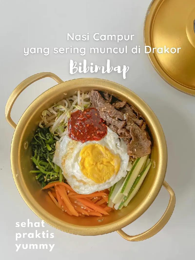 Resep Bibimbap (Nasi Campur) Hàn Quốc với Thịt Bò và Trứng Chiên