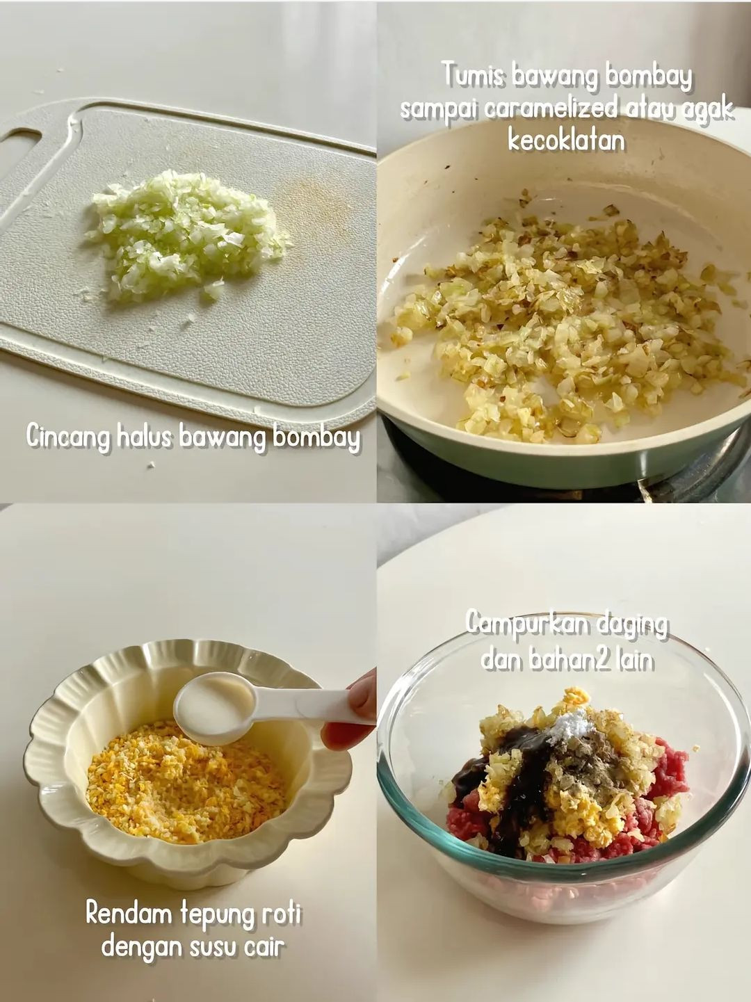 Resep Bola-bola Daging (Meatballs) Simpel, Bumbu Halus, Bawang Bombay Caramelized