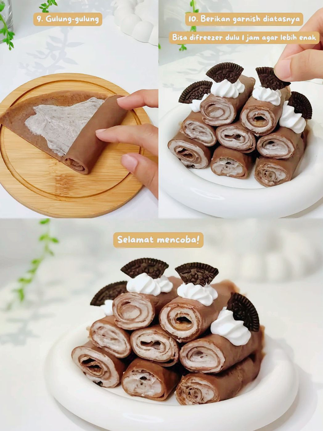 Resep Chocolate Towel Cake Viral: Bánh Cuộn Socola Kem Oreo Ngọt Ngào