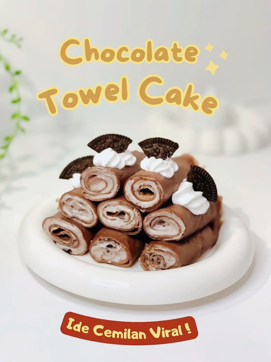 Resep Chocolate Towel Cake Viral: Bánh Cuộn Socola Kem Oreo Ngọt Ngào