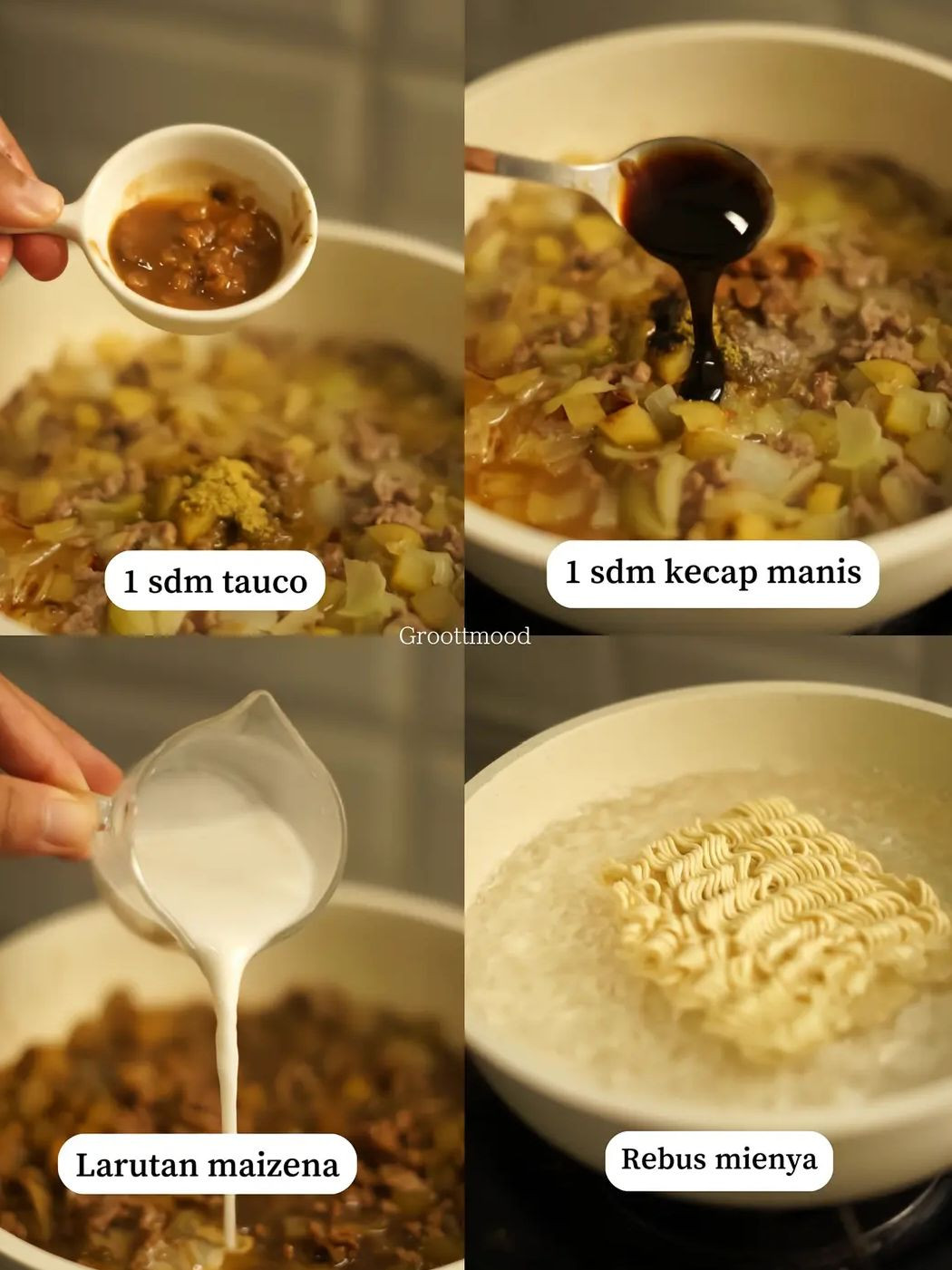 Resep Jajjangmyeon Lokal: Mie Sốt Táo Đen Với Bumbu Taucó, Daging Cincang, Khoai Tây & Hành